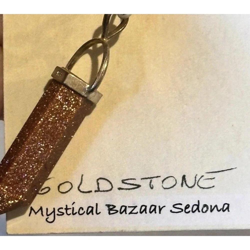 Goldstone Energy Pendant 925 Silver mount Confidence Strength Mystical Sedona